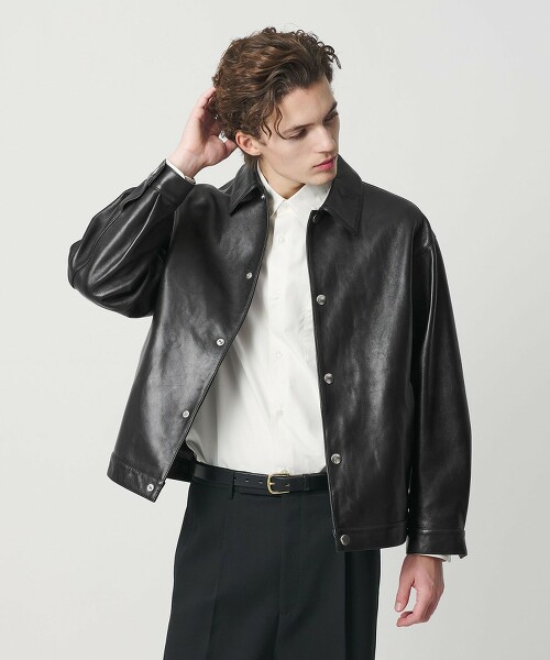 半植鞣皮卡車司機外套