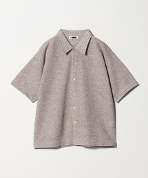 ＜H＞混亞麻立體織紋針織襯衫