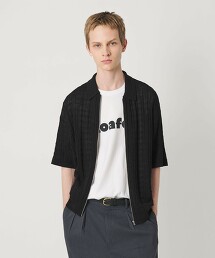 緹花全拉鍊短袖POLO針織