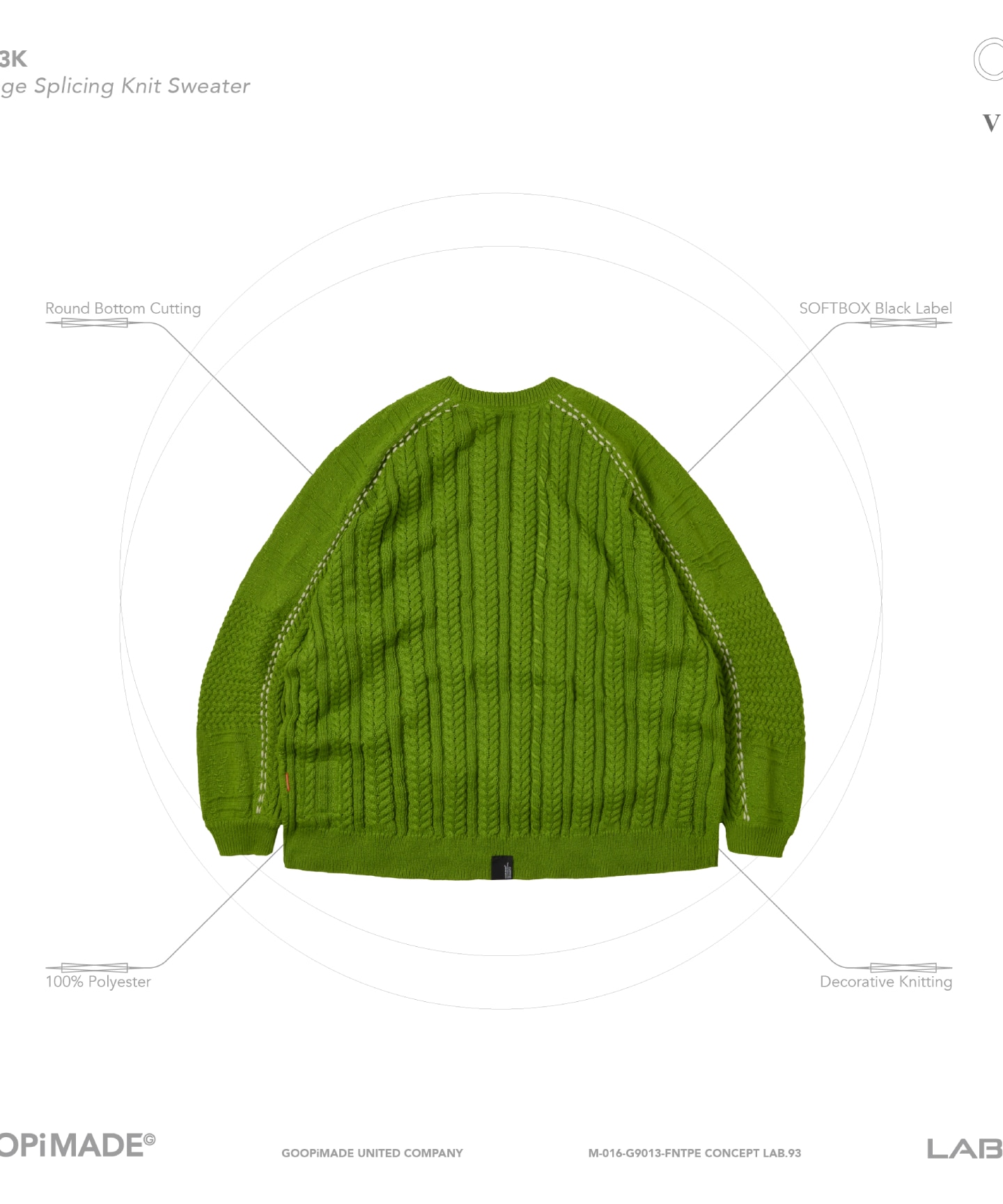 GOOPiMADE] “8SE-03K” MONTAGE SPLICING KNIT SWEATER _ NEON