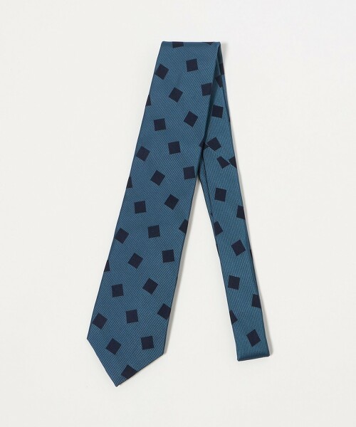藍色方形緹花領帶