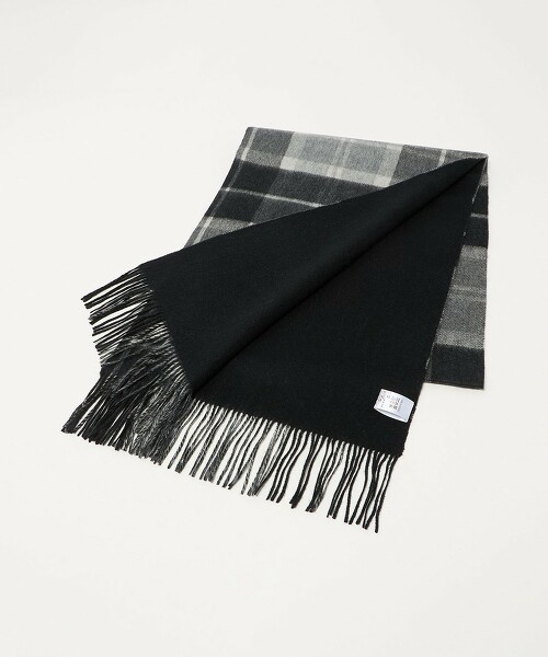 喀什米爾羊毛正反兩用格紋圍巾