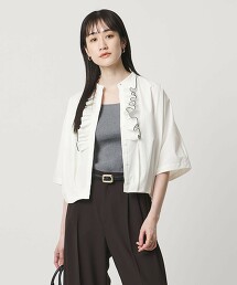 收束荷葉邊襯衫 吸水速乾・抗皺・抗UV・涼感・遮熱