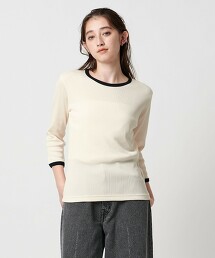 羅紋撞色鑲邊上衣 日本製