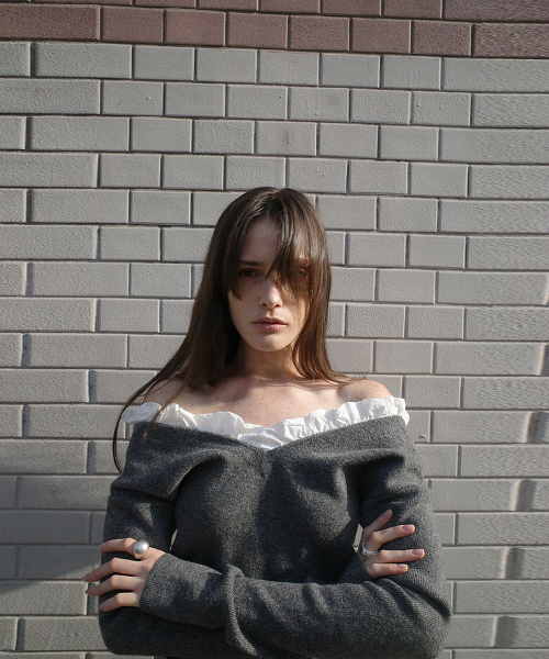 TW CLANE 2WAY FRILL V NECK KNIT TOPS