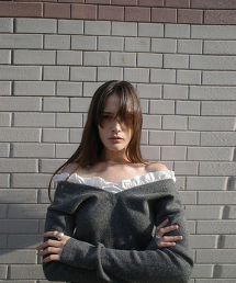 TW CLANE 2WAY FRILL V NECK KNIT TOPS