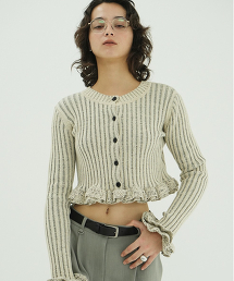 TW CLANE W FACE SHORT FRILLED KNIT TOPS 荷葉下擺針織上衣
