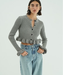 TW CLANE W FACE SHORT FRILLED KNIT TOPS 荷葉下擺針織上衣