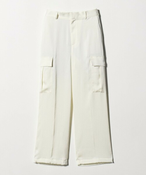 緞面簡潔口袋長褲 OFF WHITE