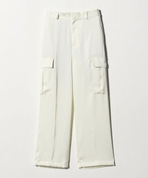 緞面簡潔口袋長褲 OFF WHITE