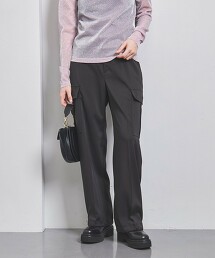 色丁布側邊口袋長褲