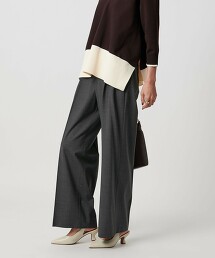 輕薄彈性2打摺寬褲 