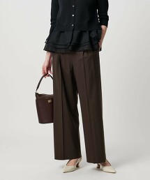 輕薄彈性2打摺寬褲 