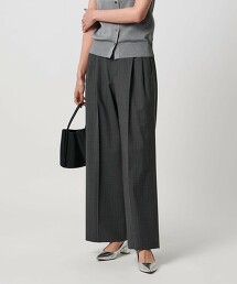 輕薄彈性2打摺寬褲 