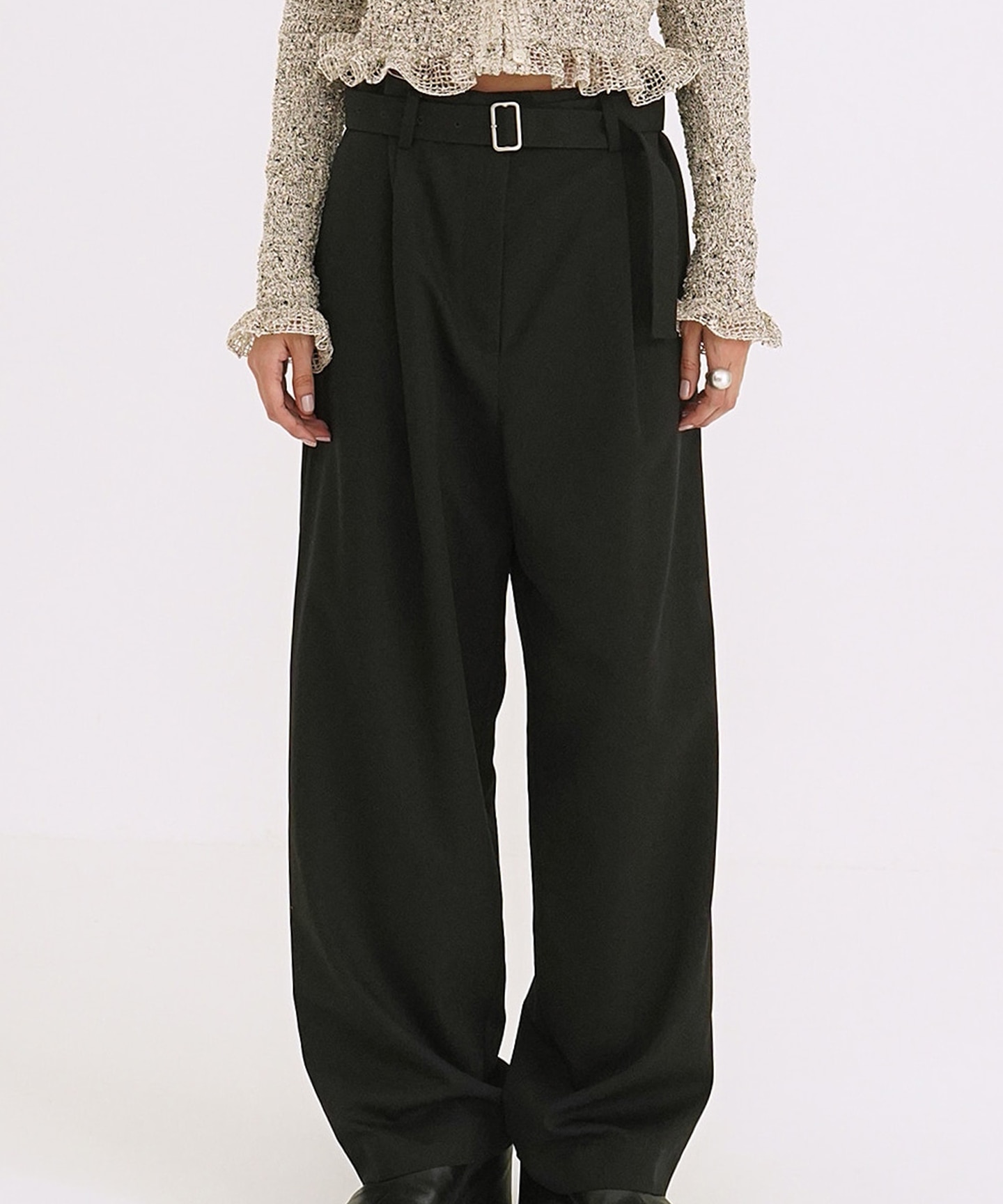 CLANE 【0サイズ】WAIST BELT DAD PANTS クラネ CLANE WAIST BELT DAD PANTS （BLUE） - ファッション