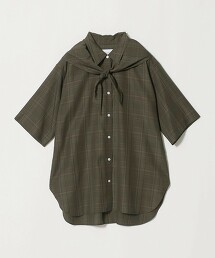 格紋方巾5分袖襯衫