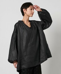 苧蔴皺褶蓬鬆袖襯衫