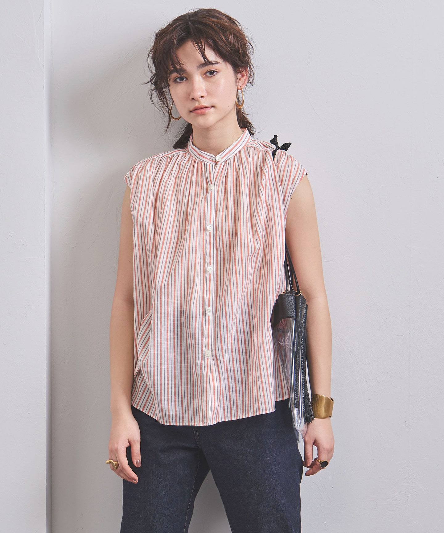 uwsc 直条纹 盖袖 罩衫