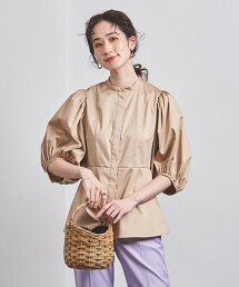 C 色丁布 蓬鬆五分袖 罩衫 日本製