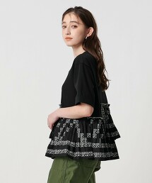 刺繡打摺拼接T恤