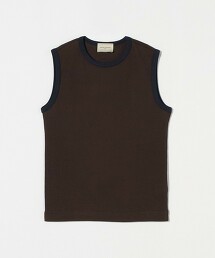羅紋撞色鑲邊無袖上衣 日本製