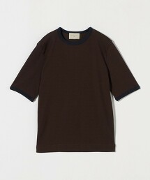 羅紋撞色鑲邊短袖上衣 日本製