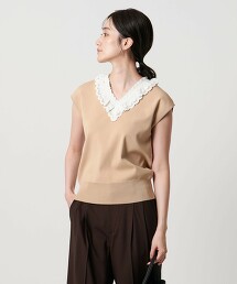 波浪邊蕾絲荷葉背心