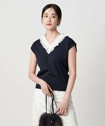 波浪邊蕾絲荷葉背心