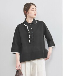 極簡褶邊POLO針織
