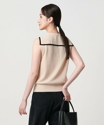 波浪邊水手領無袖針織