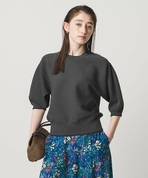 貝殼縫線泡泡袖針織