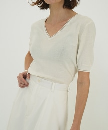TW CLANE LINE V NECK KNIT V領短袖針織