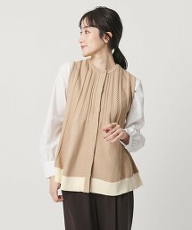 繩紋蛋糕下擺無袖針織背心