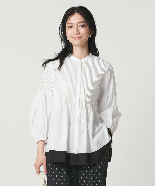 細褶立領罩衫