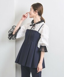 蕾絲綁結褶邊罩衫