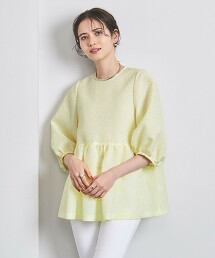 AIRY 緹花織 褶襇短飾邊 罩衫日本製
