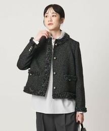粗花呢無領外套