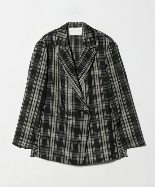 透膚格紋西裝外套