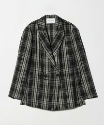 透膚格紋西裝外套