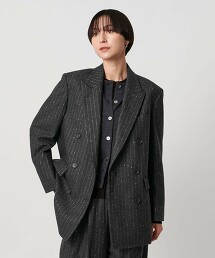 雙排釦條紋外套 日本製