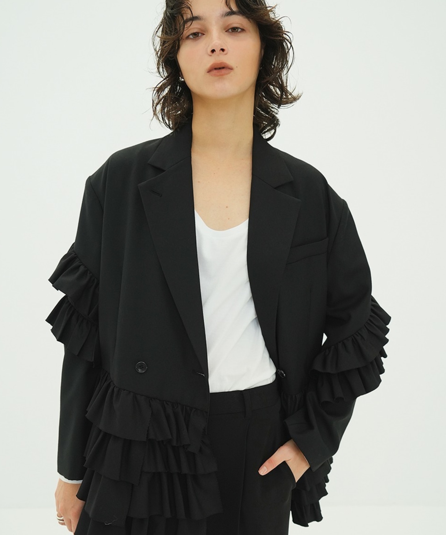 TW CLANE FRILLED TAILORED JACKET 荷葉邊西裝外套｜CLANE｜UNITED 