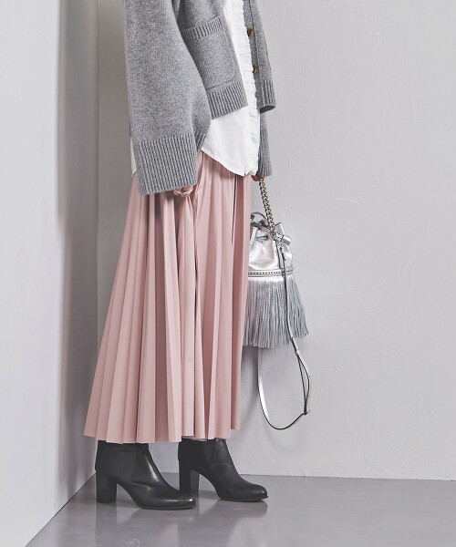 <UNITED ARROWS>仿皮革 褶裙 W