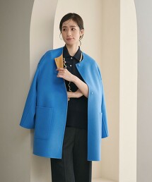 正反兩穿撞色雙層織中長版大衣