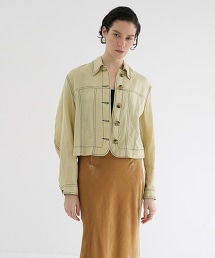 TW CLANE LINEN SHIRT JACKET 壓線亞麻襯衫外套