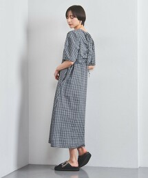挖背蝴蝶結緞帶格紋洋裝