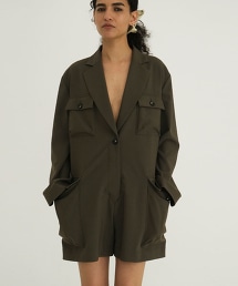 TW CLANE MILIT SHORT ALL IN ONE 綁帶多口袋工裝連身短褲
