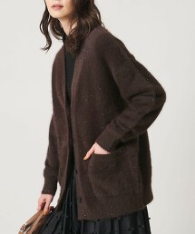 狐狸毛喀什米爾亮片中長版開襟衫