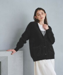 FOX喀什米爾羊毛 亮片中長版開襟衫