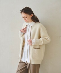 FOX喀什米爾羊毛 滾邊開襟衫