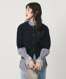 喀什米爾混紡短袖開襟衫